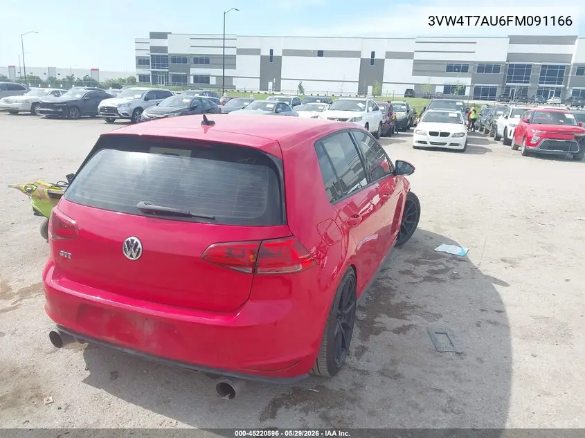 2015 Volkswagen Golf Gti 2.0T S 4-Door VIN: 3VW4T7AU6FM091166 Lot: 45220596