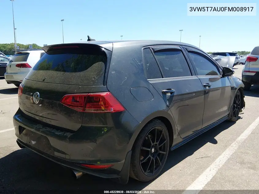 2015 Volkswagen Golf Gti 2.0T Se 4-Door VIN: 3VW5T7AU0FM008917 Lot: 45229939