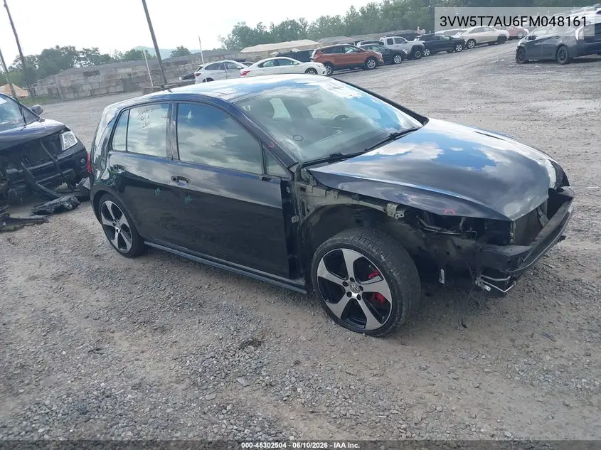 2015 Volkswagen Golf Gti 2.0T Autobahn 4-Door VIN: 3VW5T7AU6FM048161 Lot: 45302504