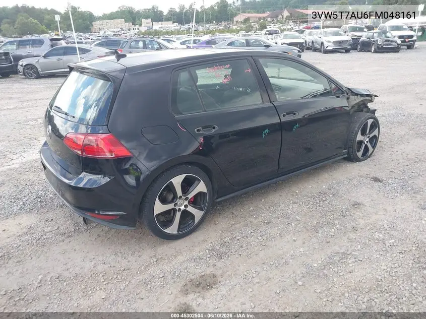 2015 Volkswagen Golf Gti 2.0T Autobahn 4-Door VIN: 3VW5T7AU6FM048161 Lot: 45302504