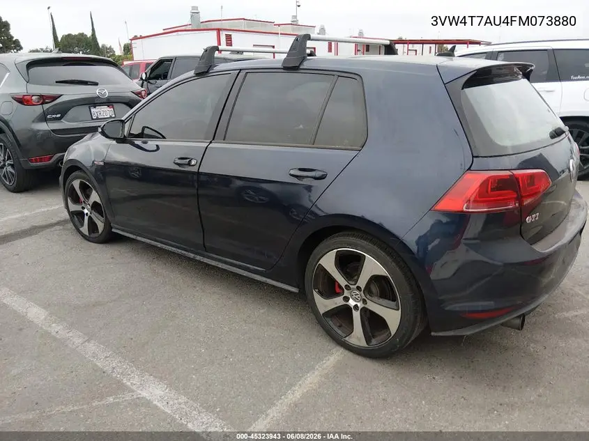 2015 Volkswagen Golf Gti 2.0T Se 4-Door VIN: 3VW4T7AU4FM073880 Lot: 45323943