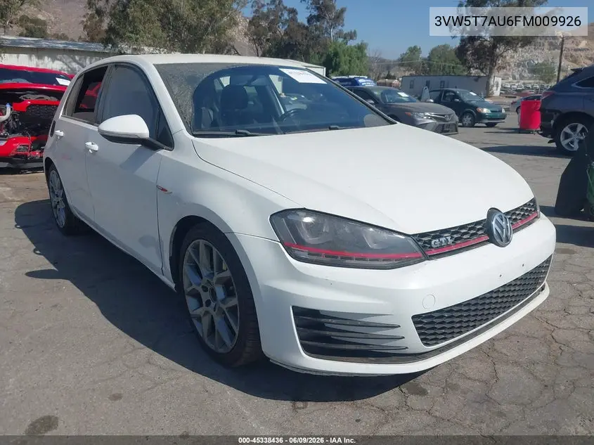 2015 Volkswagen Golf Gti 2.0T S 4-Door VIN: 3VW5T7AU6FM009926 Lot: 45338436