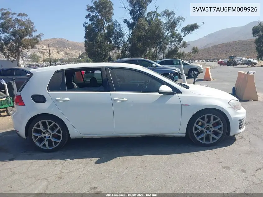 2015 Volkswagen Golf Gti 2.0T S 4-Door VIN: 3VW5T7AU6FM009926 Lot: 45338436