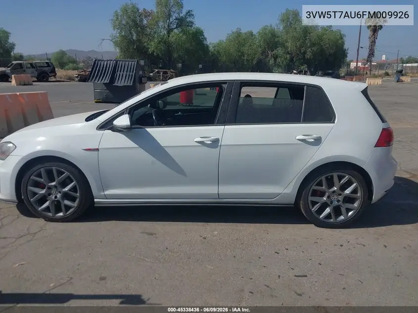 2015 Volkswagen Golf Gti 2.0T S 4-Door VIN: 3VW5T7AU6FM009926 Lot: 45338436