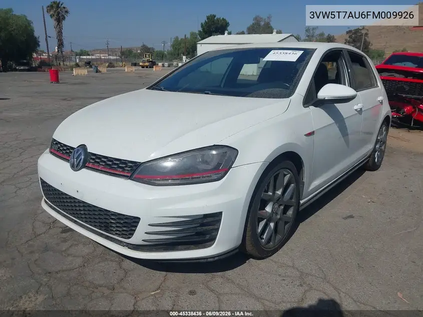 2015 Volkswagen Golf Gti 2.0T S 4-Door VIN: 3VW5T7AU6FM009926 Lot: 45338436
