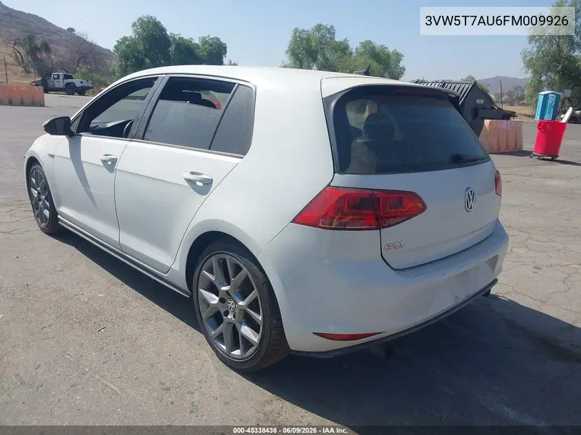 2015 Volkswagen Golf Gti 2.0T S 4-Door VIN: 3VW5T7AU6FM009926 Lot: 45338436