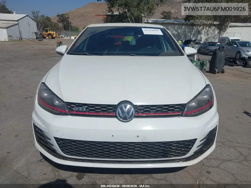2015 Volkswagen Golf Gti 2.0T S 4-Door VIN: 3VW5T7AU6FM009926 Lot: 45338436
