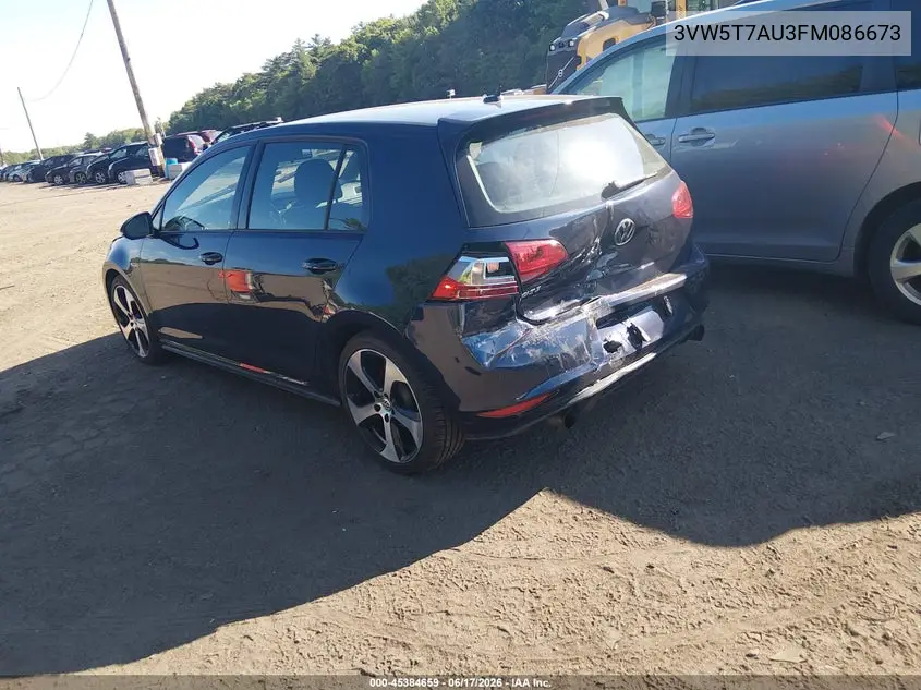 2015 Volkswagen Golf Gti 2.0T S 4-Door VIN: 3VW5T7AU3FM086673 Lot: 45384659