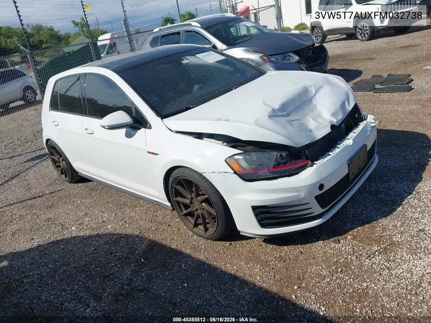 2015 Volkswagen Golf Gti 2.0T Se 4-Door VIN: 3VW5T7AUXFM032738 Lot: 45385512