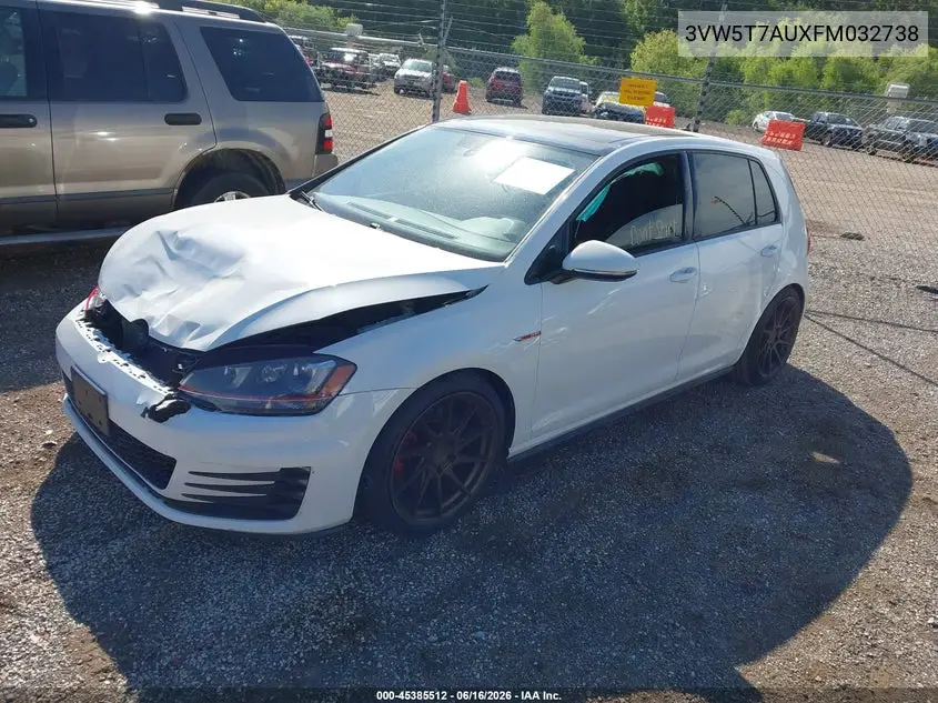 2015 Volkswagen Golf Gti 2.0T Se 4-Door VIN: 3VW5T7AUXFM032738 Lot: 45385512