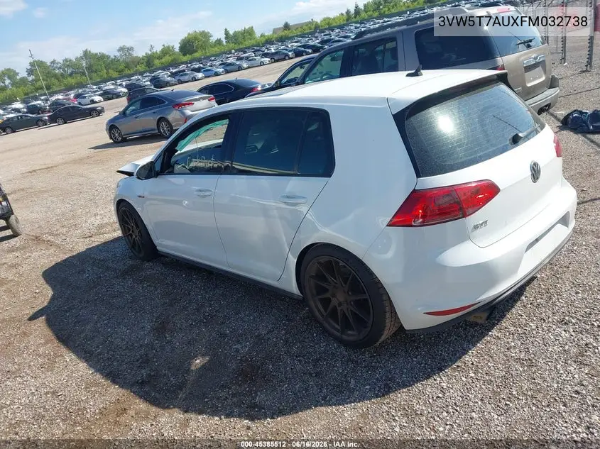 2015 Volkswagen Golf Gti 2.0T Se 4-Door VIN: 3VW5T7AUXFM032738 Lot: 45385512