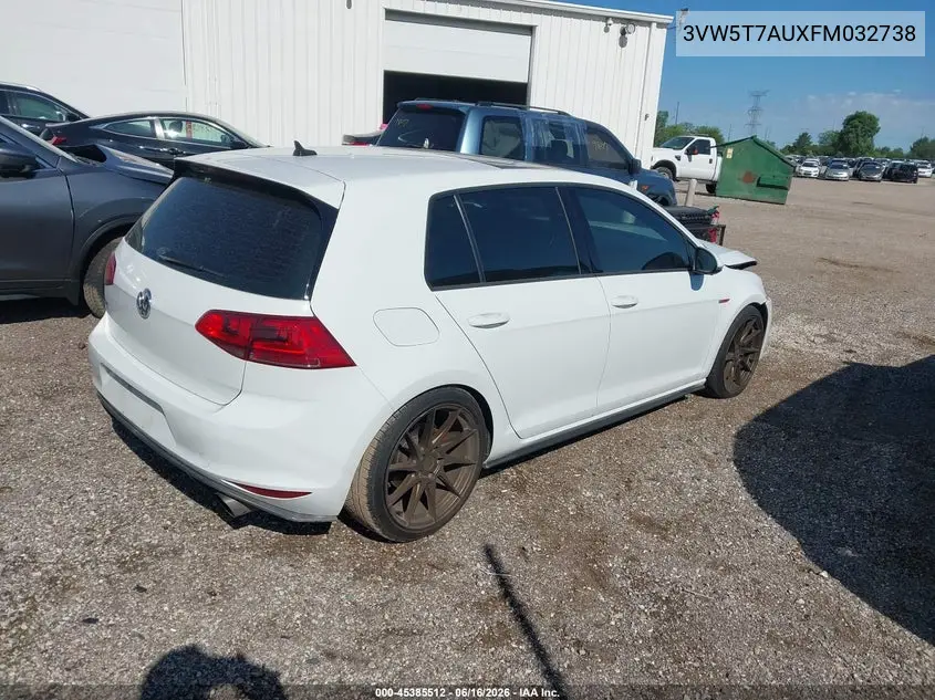 2015 Volkswagen Golf Gti 2.0T Se 4-Door VIN: 3VW5T7AUXFM032738 Lot: 45385512