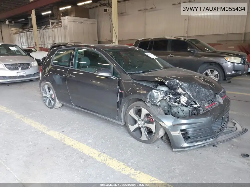 2015 Volkswagen Golf Gti 2.0T S 2-Door VIN: 3VWYT7AUXFM055434 Lot: 45446377