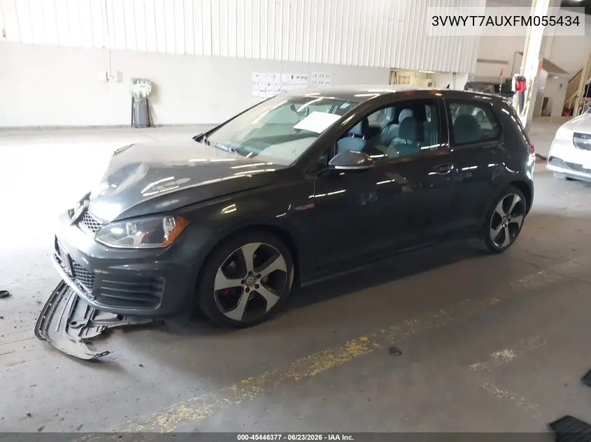2015 Volkswagen Golf Gti 2.0T S 2-Door VIN: 3VWYT7AUXFM055434 Lot: 45446377