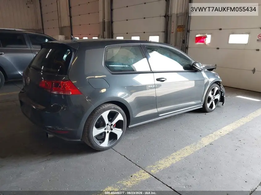 2015 Volkswagen Golf Gti 2.0T S 2-Door VIN: 3VWYT7AUXFM055434 Lot: 45446377