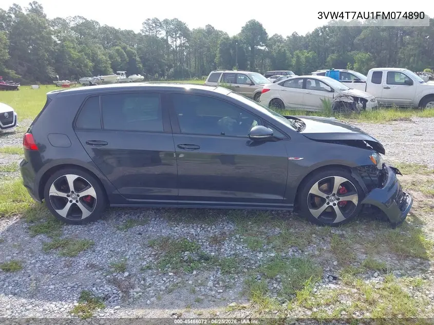 2015 Volkswagen Golf Gti 2.0T Se 4-Door VIN: 3VW4T7AU1FM074890 Lot: 45466072