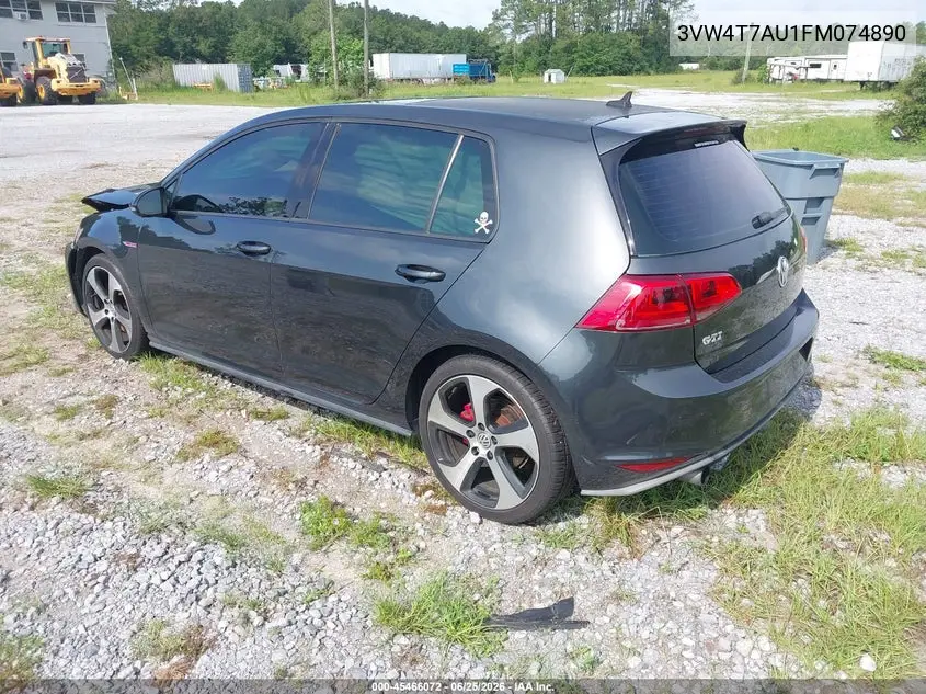 2015 Volkswagen Golf Gti 2.0T Se 4-Door VIN: 3VW4T7AU1FM074890 Lot: 45466072