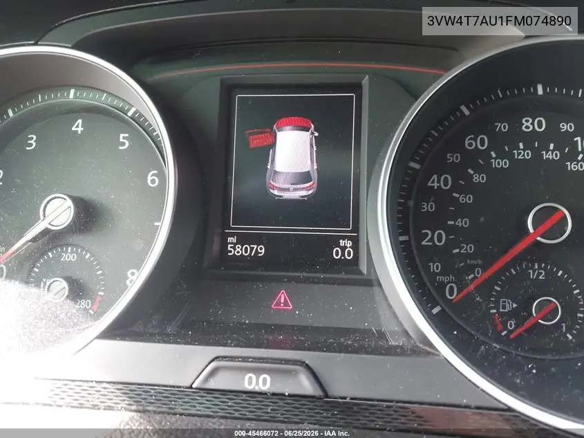 2015 Volkswagen Golf Gti 2.0T Se 4-Door VIN: 3VW4T7AU1FM074890 Lot: 45466072