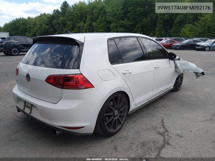 2015 Volkswagen Golf Gti 2.0T Se 4-Door VIN: 3VW5T7AU8FM092176 Lot: 45466587