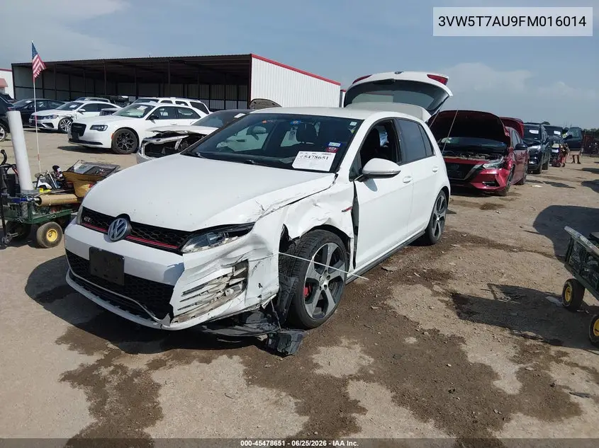 2015 Volkswagen Golf Gti 2.0T S 4-Door VIN: 3VW5T7AU9FM016014 Lot: 45478651