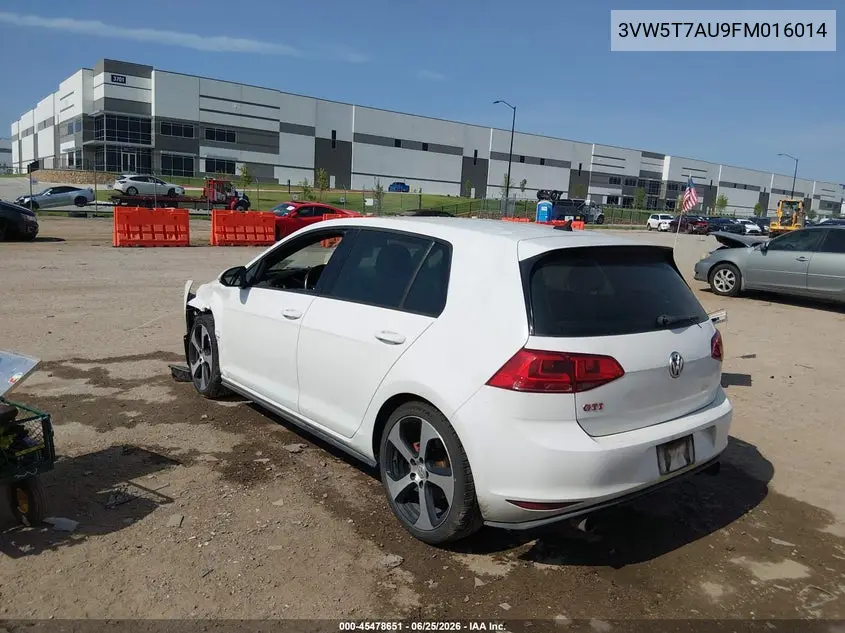 2015 Volkswagen Golf Gti 2.0T S 4-Door VIN: 3VW5T7AU9FM016014 Lot: 45478651