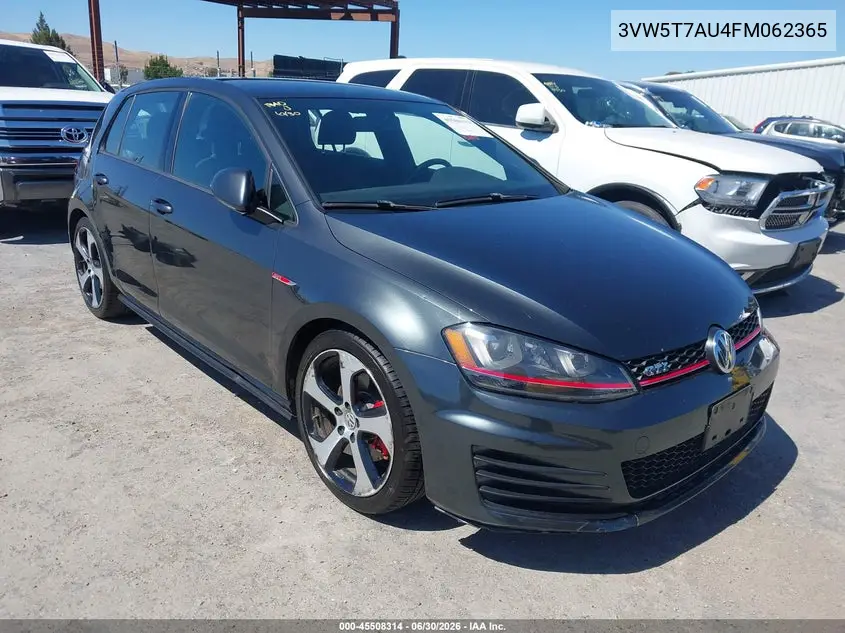 2015 Volkswagen Golf Gti 2.0T S 4-Door VIN: 3VW5T7AU4FM062365 Lot: 45508314
