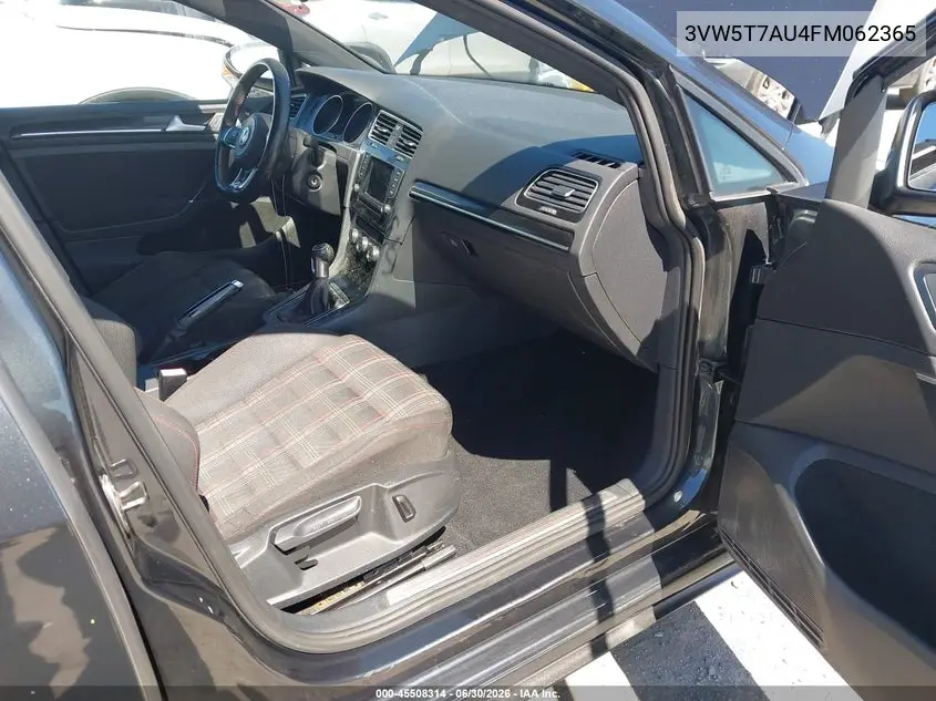2015 Volkswagen Golf Gti 2.0T S 4-Door VIN: 3VW5T7AU4FM062365 Lot: 45508314