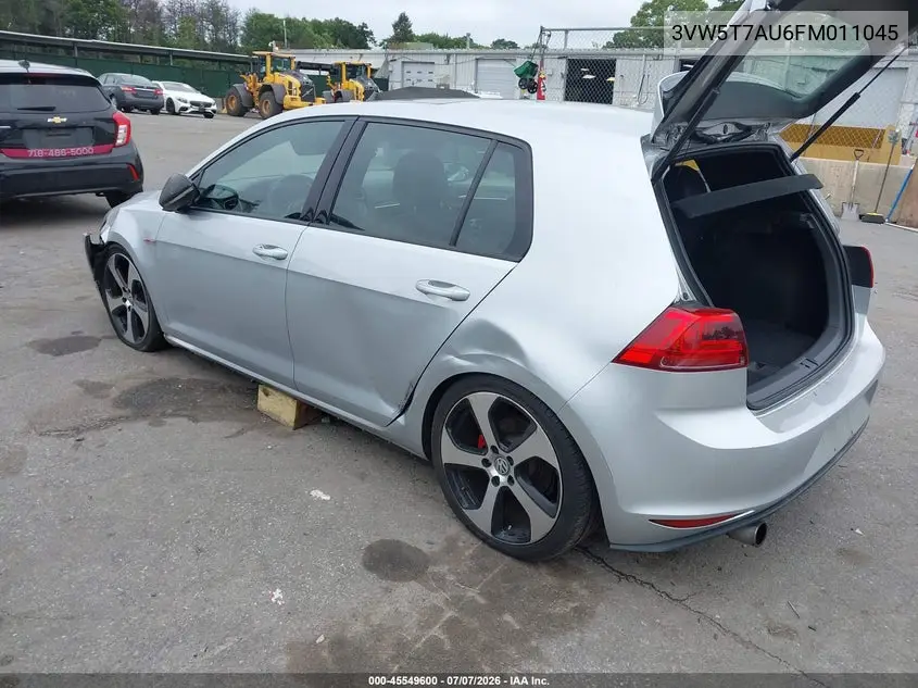 2015 Volkswagen Golf Gti 2.0T Se 4-Door VIN: 3VW5T7AU6FM011045 Lot: 45549600