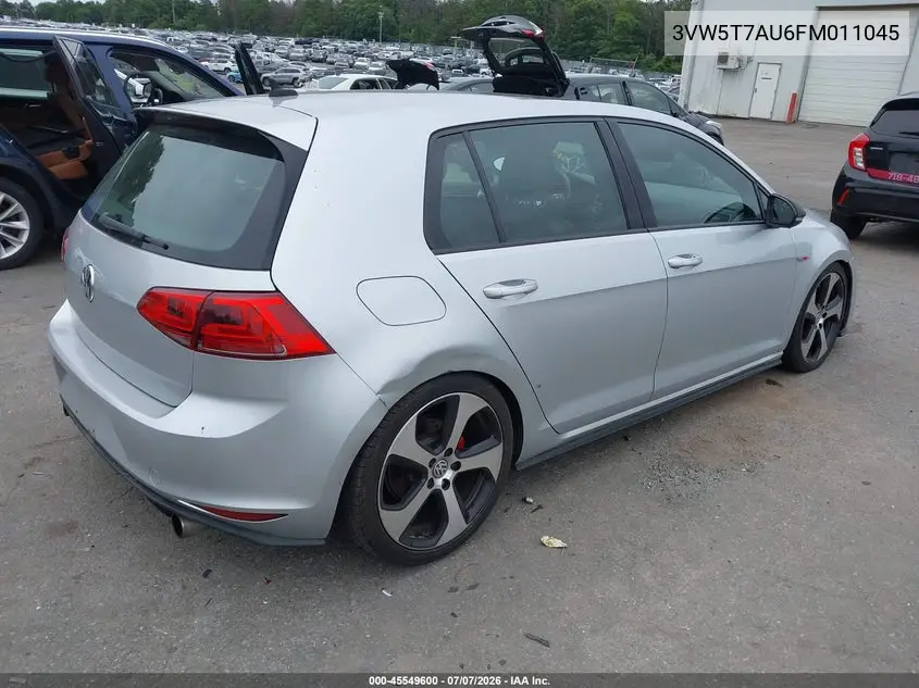 2015 Volkswagen Golf Gti 2.0T Se 4-Door VIN: 3VW5T7AU6FM011045 Lot: 45549600