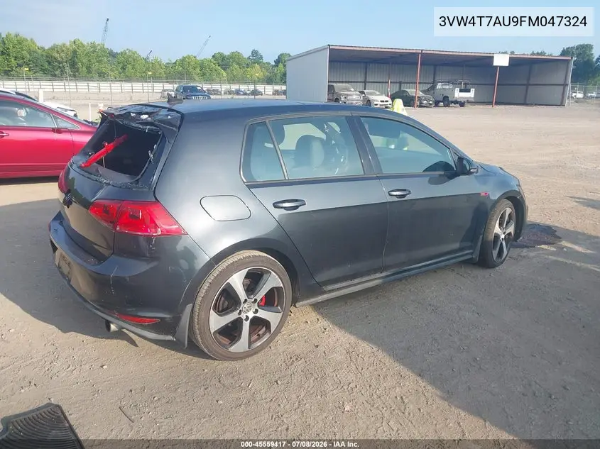 2015 Volkswagen Golf Gti 2.0T Se 4-Door VIN: 3VW4T7AU9FM047324 Lot: 45559417