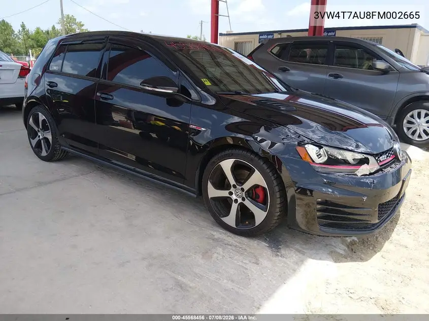 2015 Volkswagen Golf Gti 2.0T Autobahn 4-Door VIN: 3VW4T7AU8FM002665 Lot: 45568456