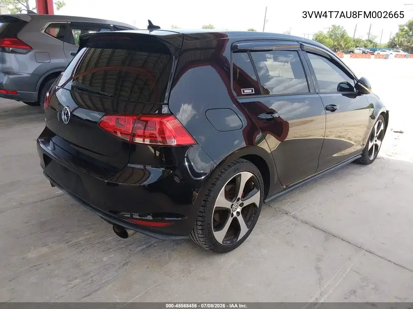 2015 Volkswagen Golf Gti 2.0T Autobahn 4-Door VIN: 3VW4T7AU8FM002665 Lot: 45568456