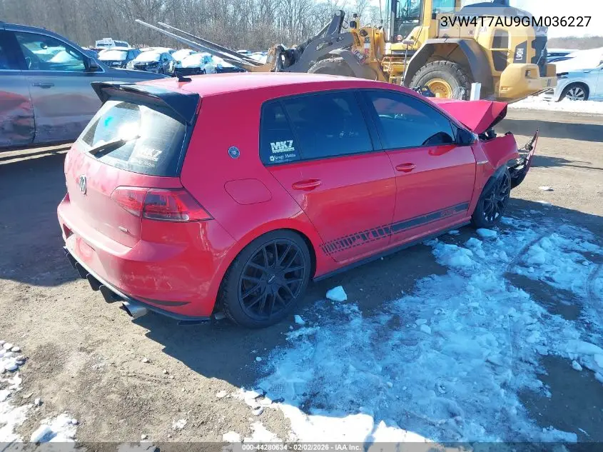 2016 Volkswagen Golf Gti S 4-Door VIN: 3VW4T7AU9GM036227 Lot: 44280634