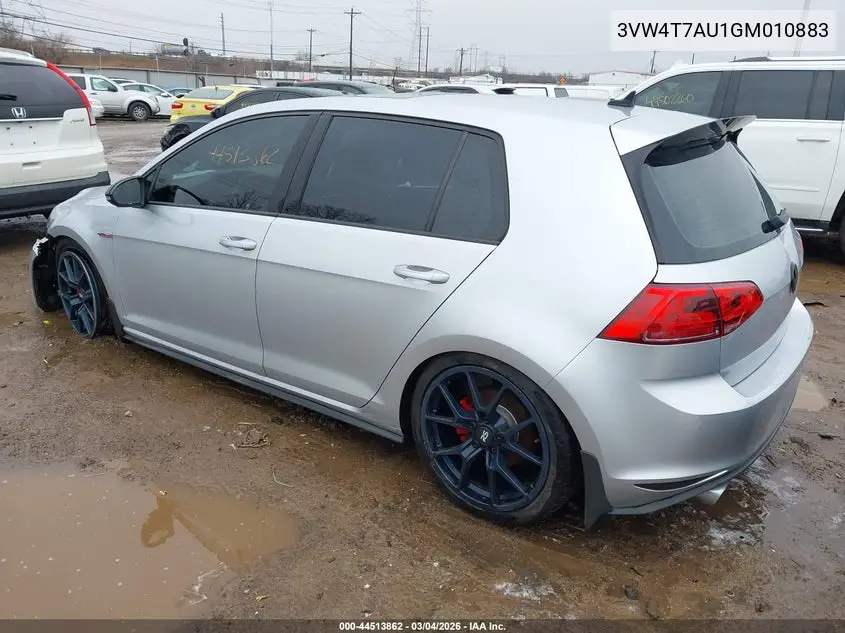 2016 Volkswagen Golf Gti Se 4-Door VIN: 3VW4T7AU1GM010883 Lot: 44513862