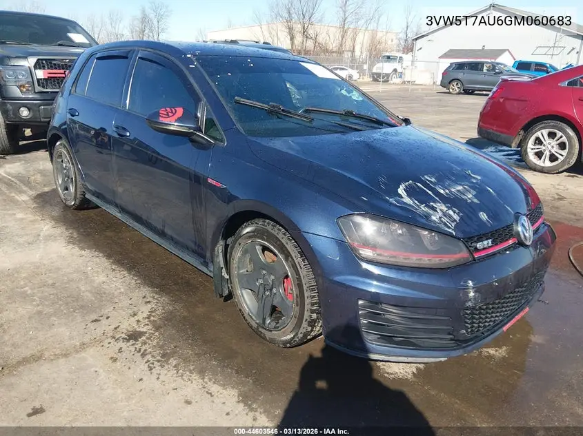 2016 Volkswagen Golf Gti S 4-Door VIN: 3VW5T7AU6GM060683 Lot: 44603546