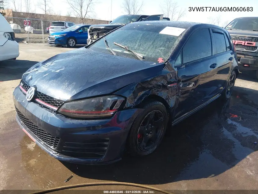 2016 Volkswagen Golf Gti S 4-Door VIN: 3VW5T7AU6GM060683 Lot: 44603546