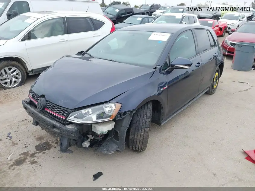 2016 Volkswagen Golf Gti S 4-Door VIN: 3VW5T7AU7GM064483 Lot: 45104657