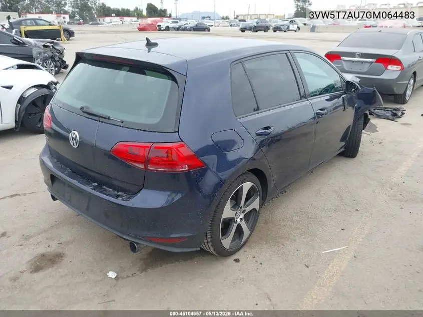 2016 Volkswagen Golf Gti S 4-Door VIN: 3VW5T7AU7GM064483 Lot: 45104657