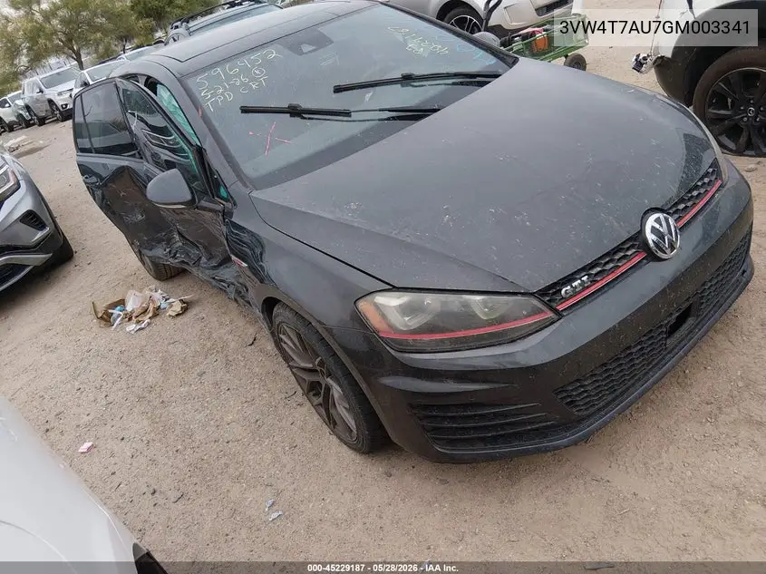 2016 Volkswagen Golf Gti Autobahn 4-Door VIN: 3VW4T7AU7GM003341 Lot: 45229187