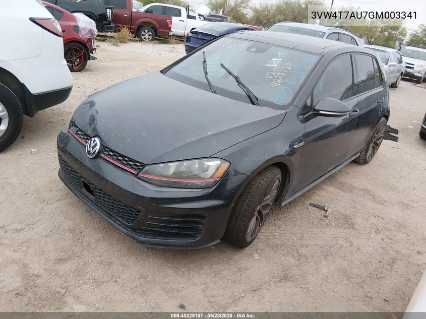 2016 Volkswagen Golf Gti Autobahn 4-Door VIN: 3VW4T7AU7GM003341 Lot: 45229187