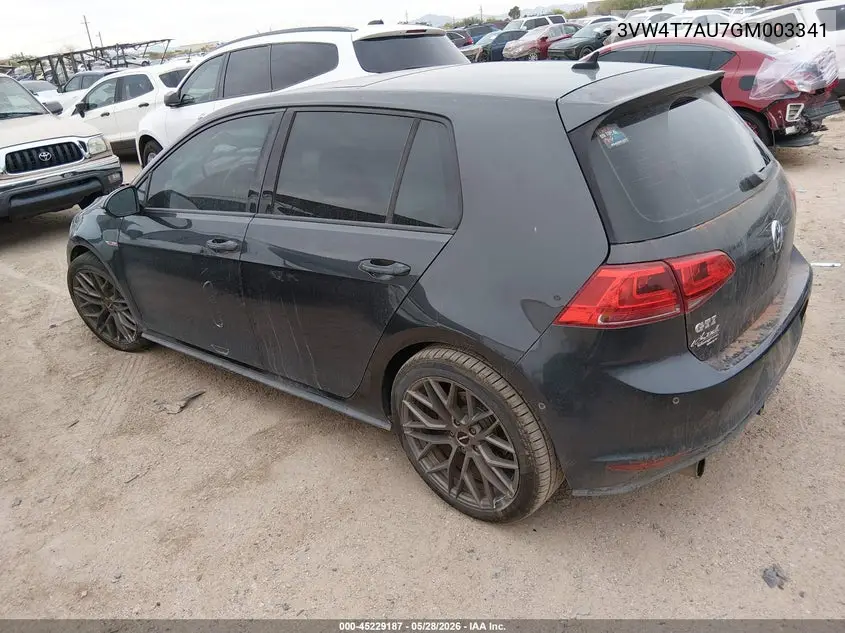 2016 Volkswagen Golf Gti Autobahn 4-Door VIN: 3VW4T7AU7GM003341 Lot: 45229187