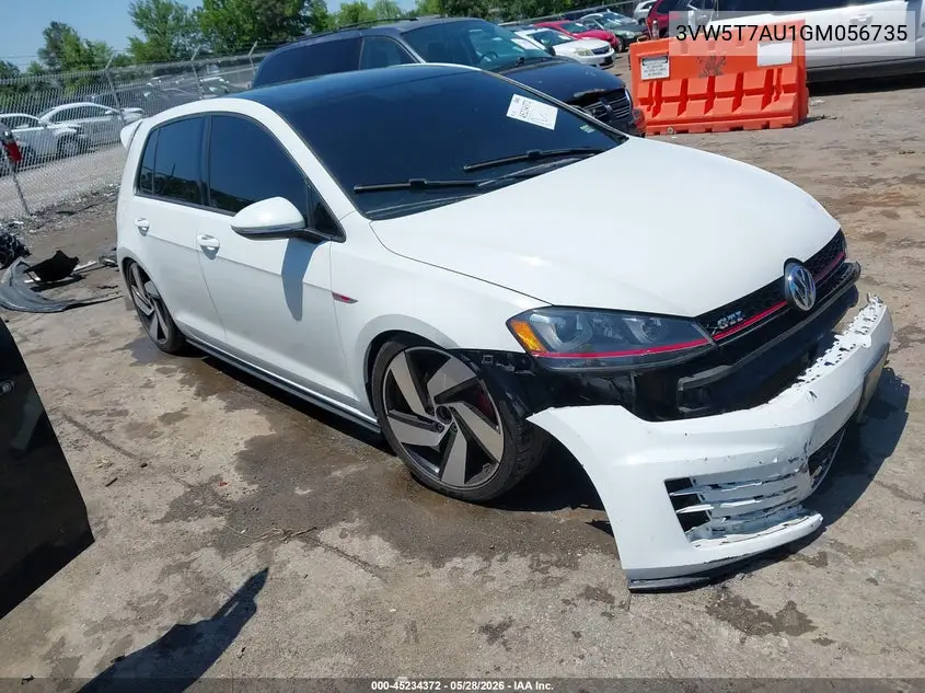 2016 Volkswagen Golf Gti Se 4-Door VIN: 3VW5T7AU1GM056735 Lot: 45234372