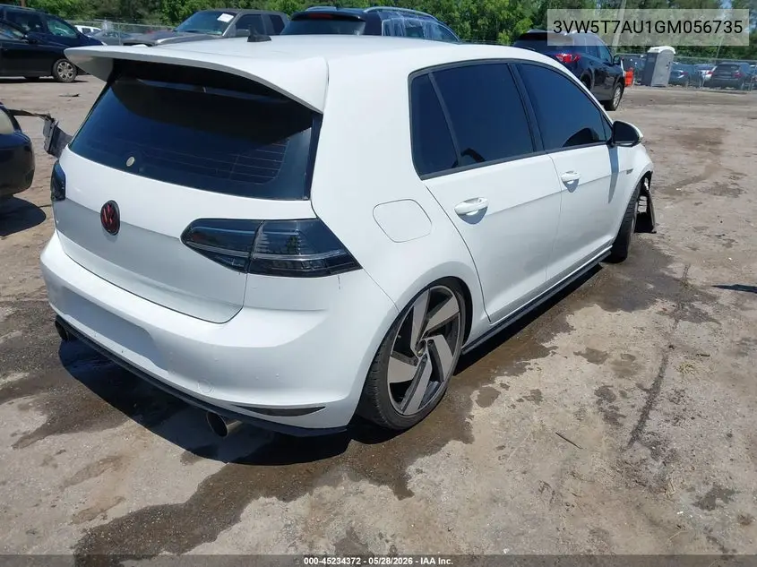 2016 Volkswagen Golf Gti Se 4-Door VIN: 3VW5T7AU1GM056735 Lot: 45234372
