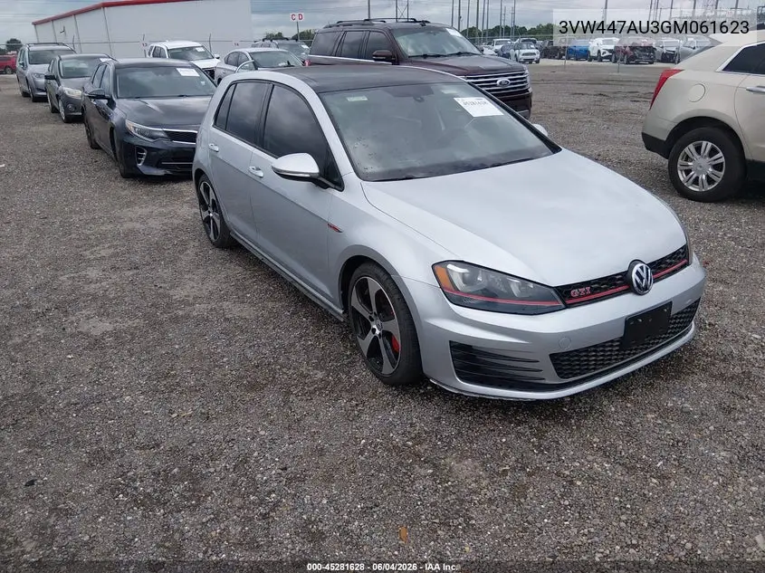 2016 Volkswagen Golf Gti Autobahn W/Performance Package 4-Door VIN: 3VW447AU3GM061623 Lot: 45281628