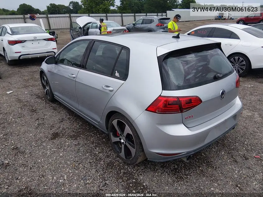 2016 Volkswagen Golf Gti Autobahn W/Performance Package 4-Door VIN: 3VW447AU3GM061623 Lot: 45281628
