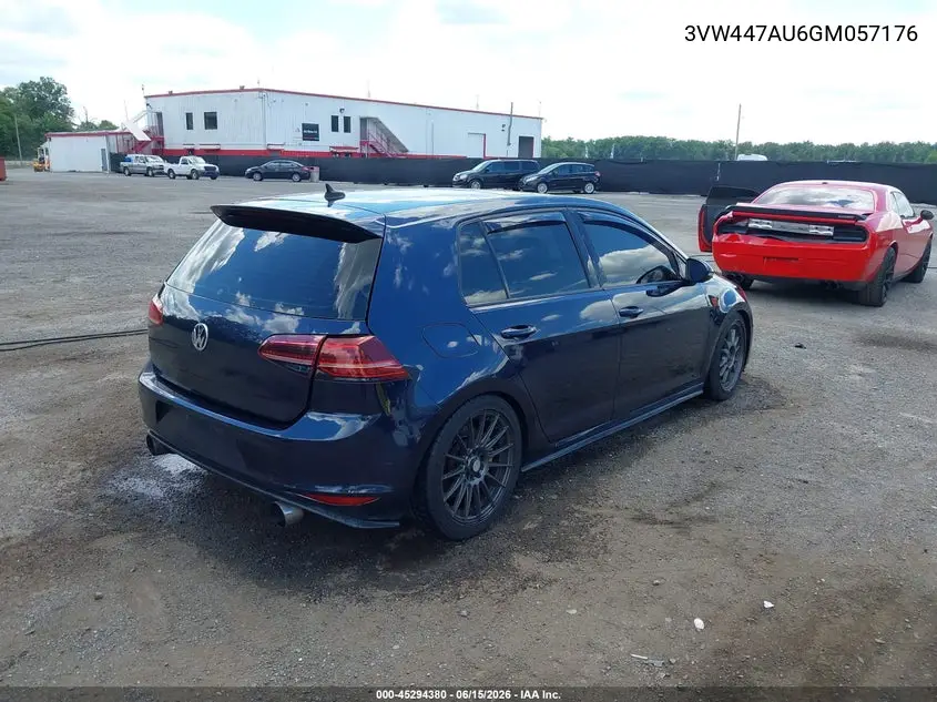 2016 Volkswagen Golf Gti Autobahn W/Performance Package 4-Door VIN: 3VW447AU6GM057176 Lot: 45294380