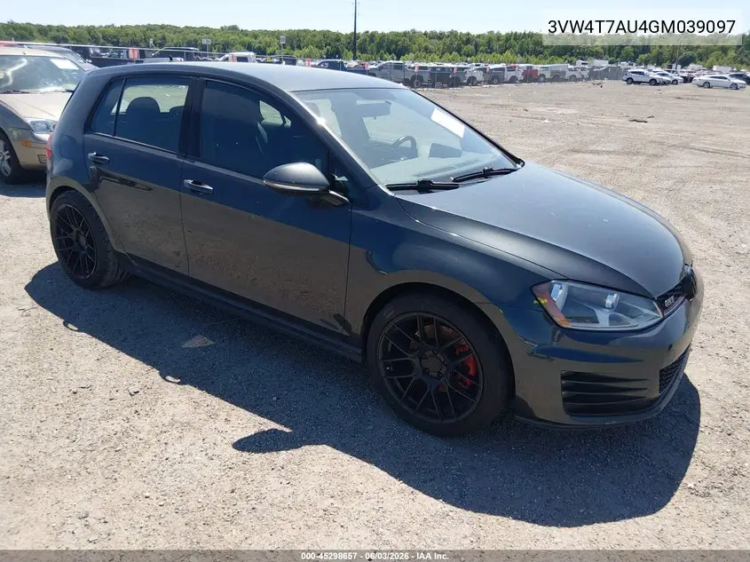 2016 Volkswagen Golf Gti S 4-Door VIN: 3VW4T7AU4GM039097 Lot: 45298657