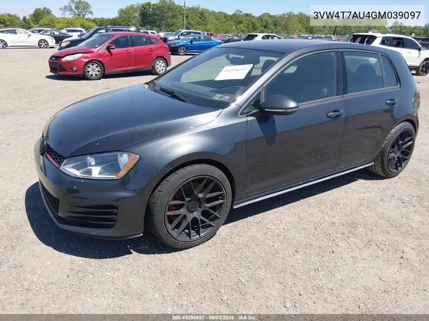 2016 Volkswagen Golf Gti S 4-Door VIN: 3VW4T7AU4GM039097 Lot: 45298657