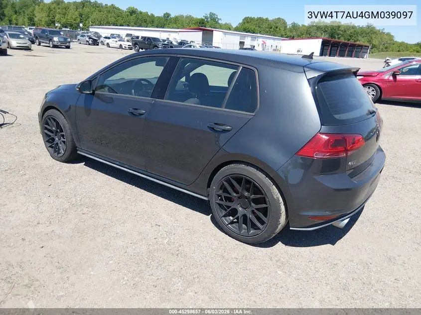 2016 Volkswagen Golf Gti S 4-Door VIN: 3VW4T7AU4GM039097 Lot: 45298657