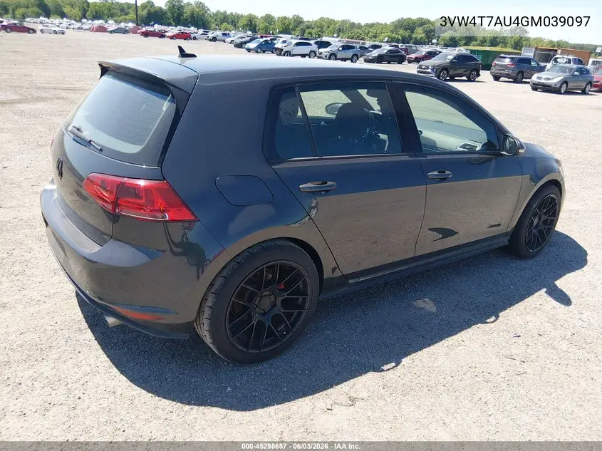 2016 Volkswagen Golf Gti S 4-Door VIN: 3VW4T7AU4GM039097 Lot: 45298657